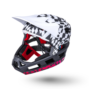 Kali Protectives DH Invader Full Face Helmet (2024) - LTD Glitch - Matte Black/White/Red